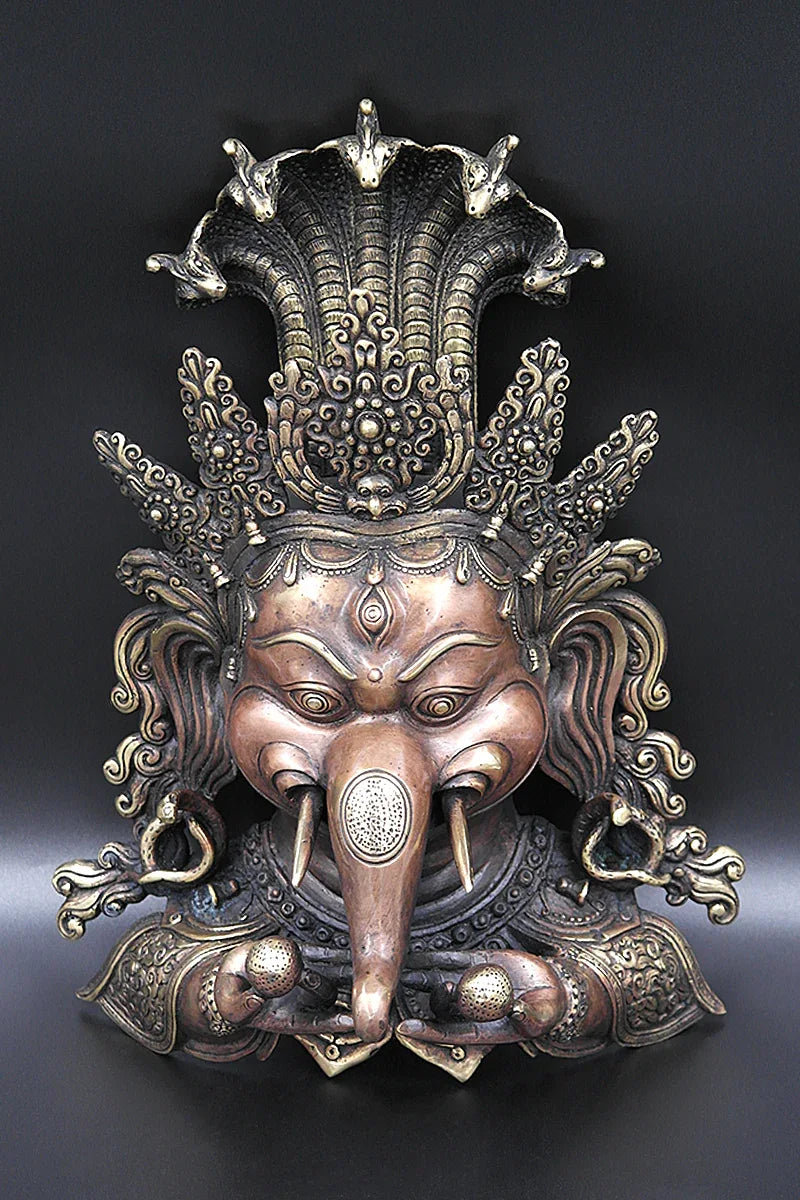 Ganesh Face Wall Hanging in Copper - Vajracrafts