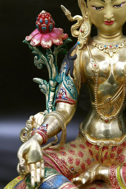 Empowerment Green Tara Statue, 15" - Vajracrafts