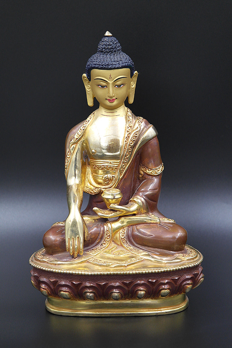 Partly Gold Plated Tibetan Shakyamuni Statue, 8"