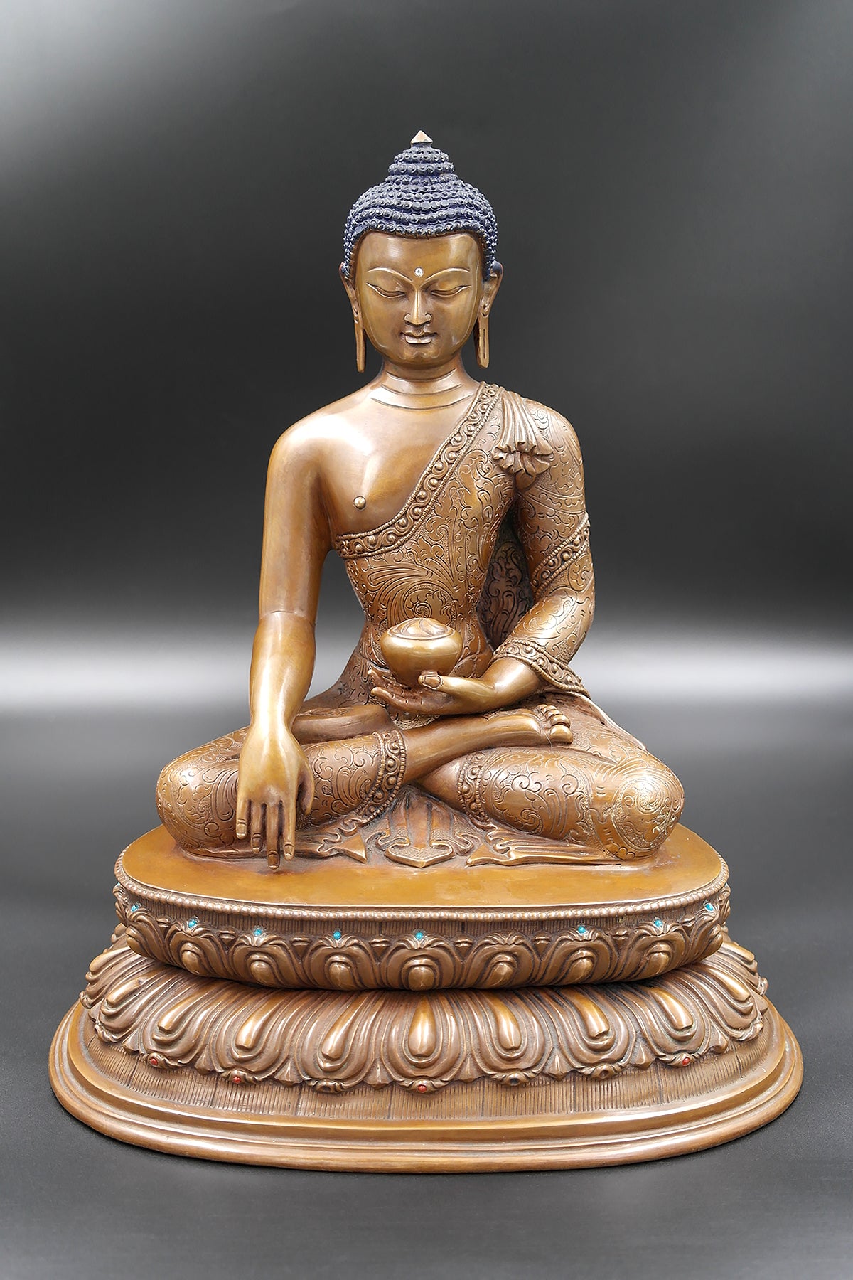 Lost Wax Method Copper Alloy Shakyamuni Buddha Statue,11"