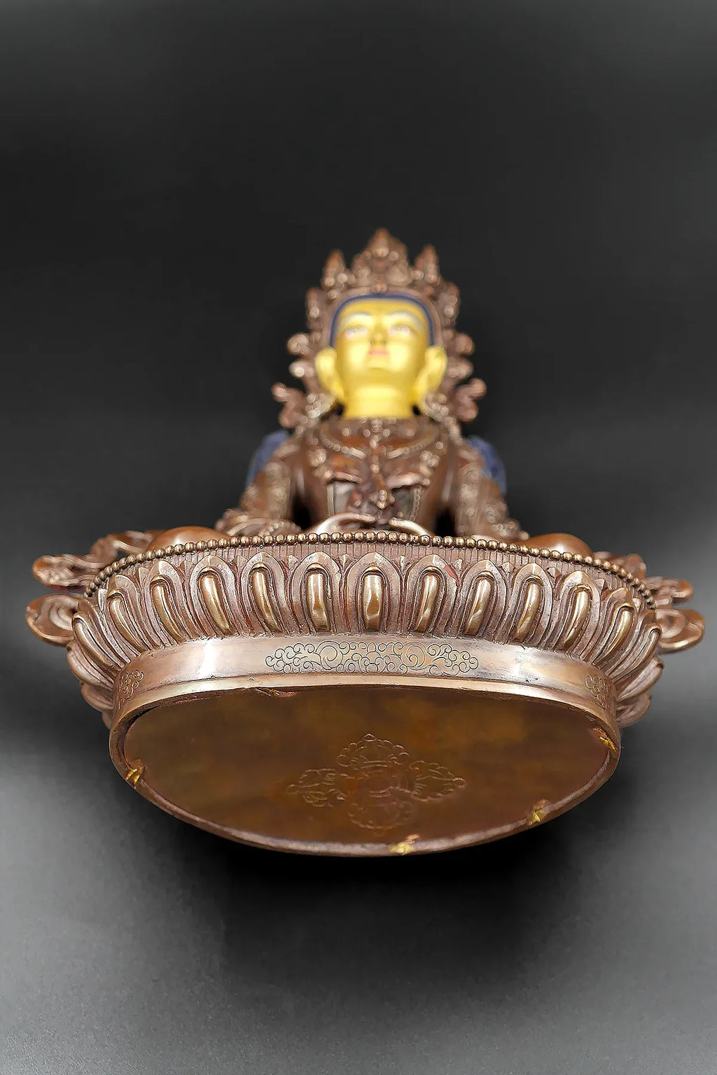 Copper Oxidized Buddhist Aparmita or Amitayus Statue 8" - Vajracrafts