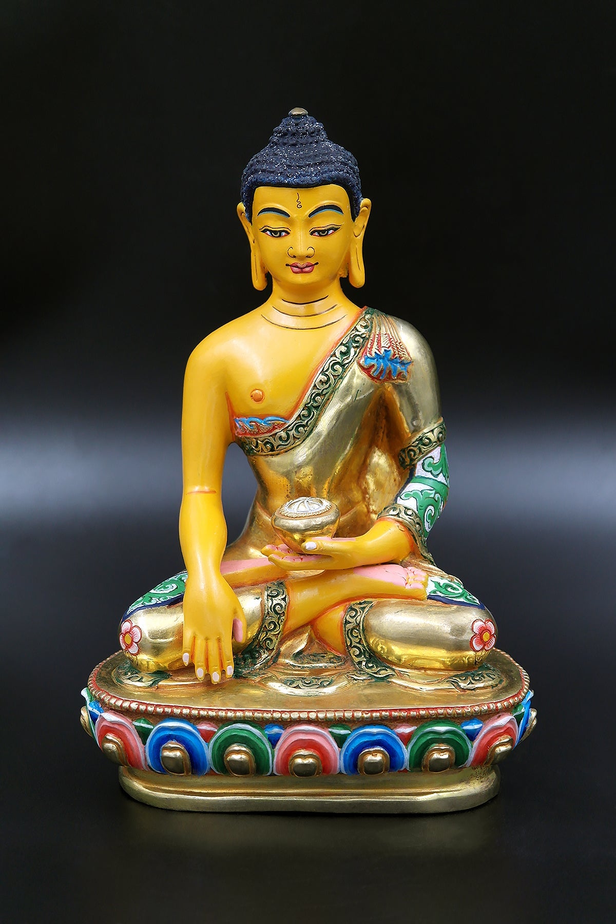 Color Painted and Gold Plated Shakyamuni Buddha Statue 6" | Vajracrafts