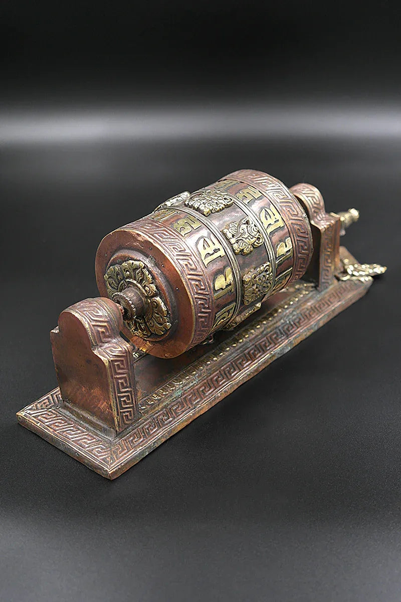 Buddhist Copper Prayer Wheel with wall mount - Vajracrafts