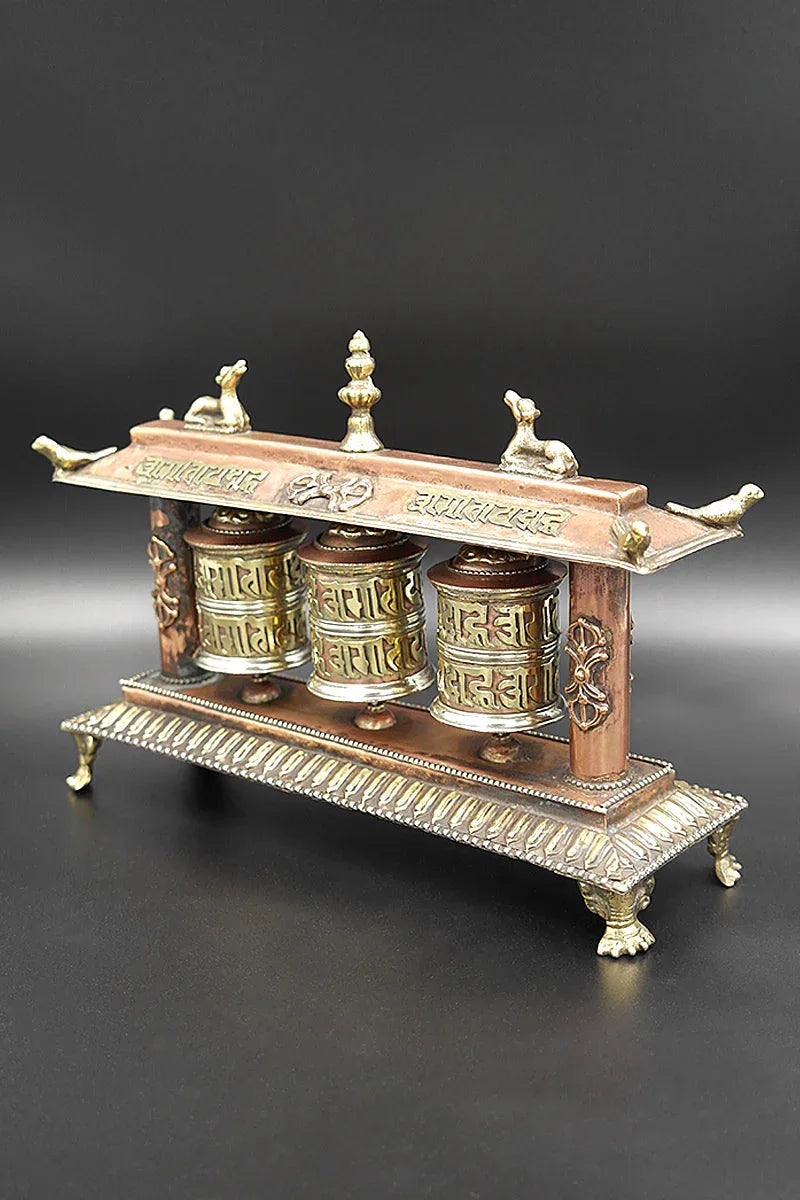 3 in 1 Tibetan Prayer wheel in Potala Palace style 9" - Vajracrafts