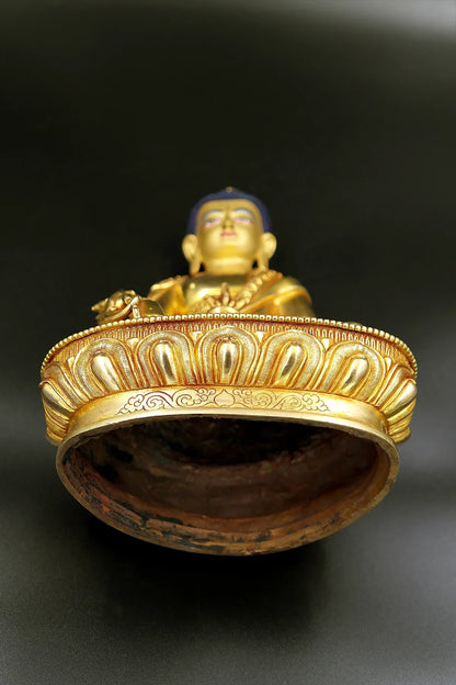 Fully plated Golden Medicine Buddha Statue from Nepal 9" - Vajracrafts