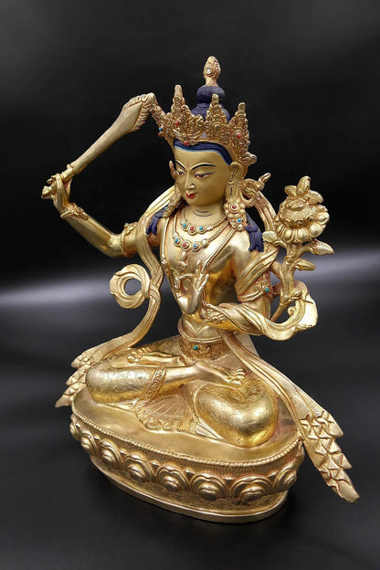Manjushree Buddha Statue for Meditation, 11" - Vajracrafts