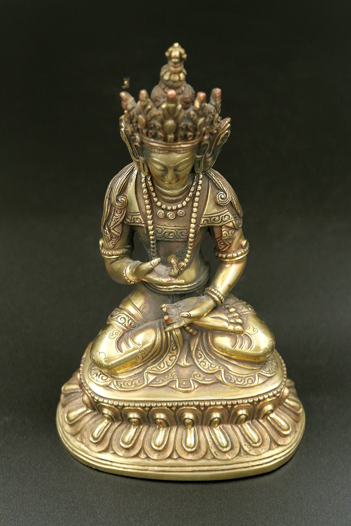Bronze Vajrasattva Statue on double lotus, 6"