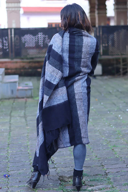 Black and grey extra Soft High Quality Yak Wool Blanket - Vajracrafts