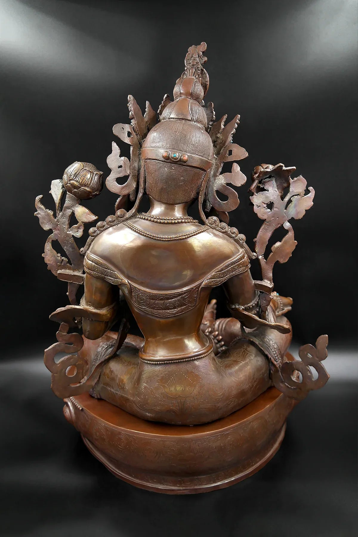 Copper Oxidized Green Tara Statue from Patan 20" - Vajracrafts