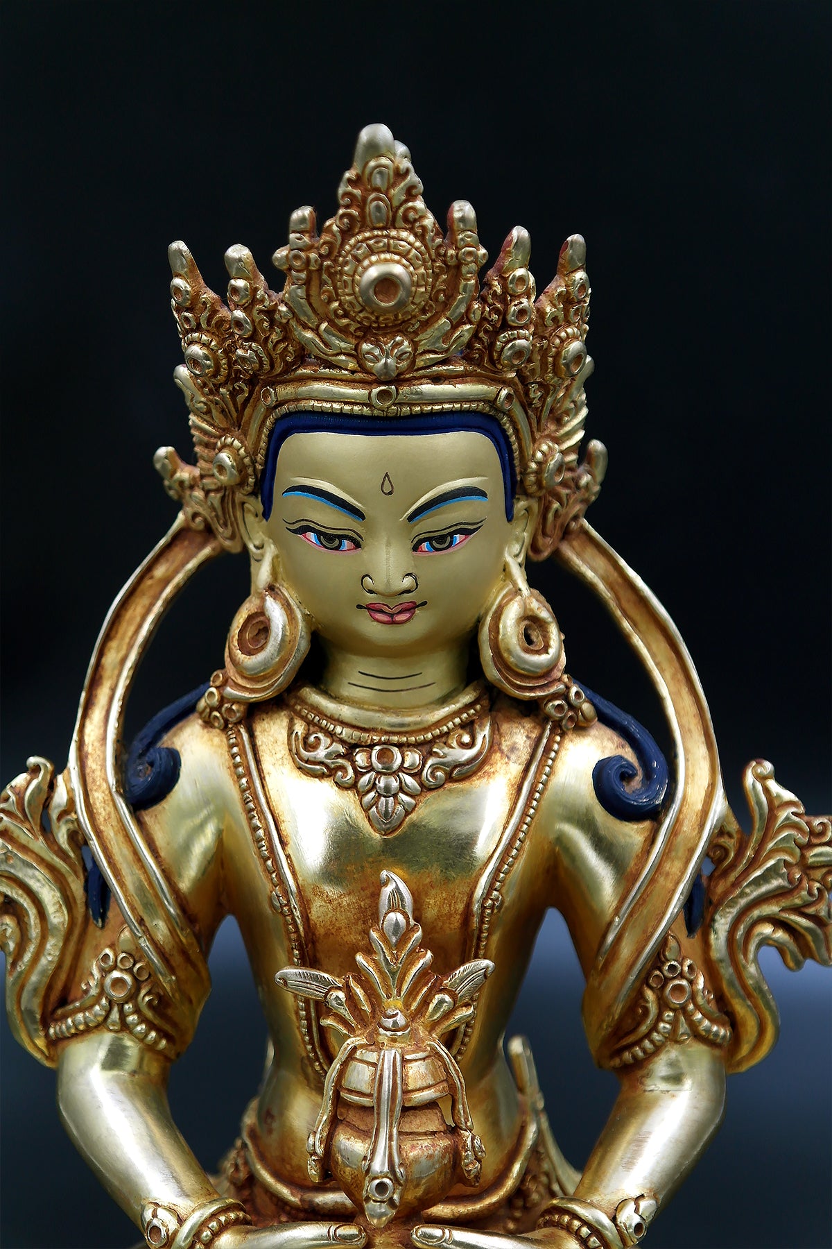 Tibetan Gold Plated Aparmita Statue from Nepal 10"