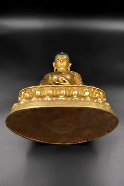 Nepalese Gold plated Shakyamuni Buddha Statue in double lotus - Vajracrafts
