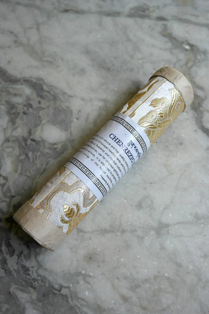Tibetan Chenrezig Incense in brocade pack - Vajracrafts