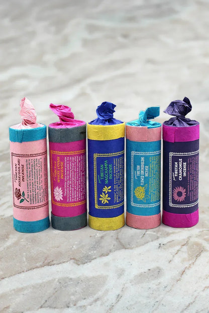 Ancient Tibetan Flower Incense Series, chamomile, rose, nagchampa, white lotus - Vajracrafts