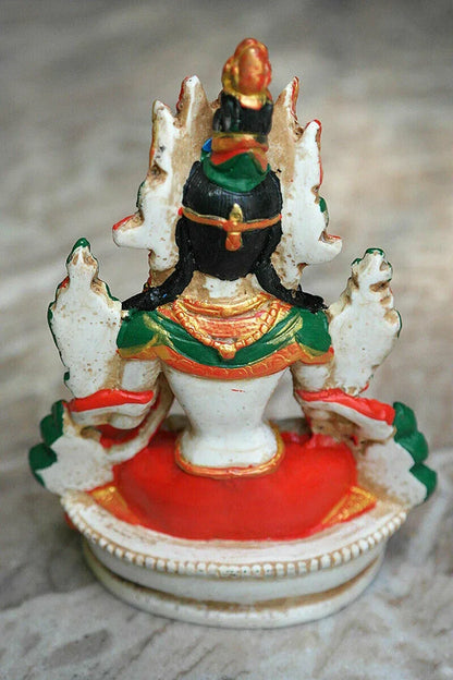 Eternal Hand Painted Resin White Tara Resin Statue 6" - Vajracrafts