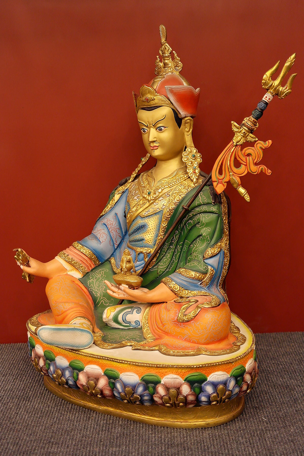 Colorful Guru Rinpoche Padmasambhava Statue, 18"