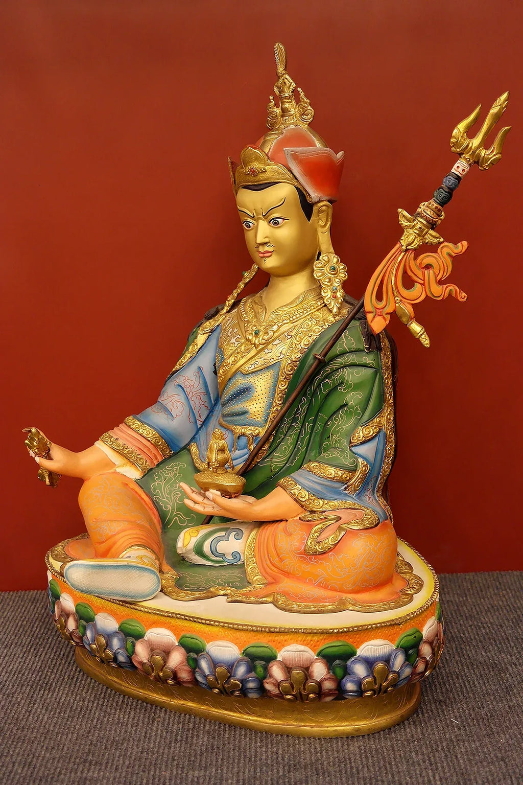 Colorful Guru Rinpoche Padmasambhava Statue, 18" - Vajracrafts