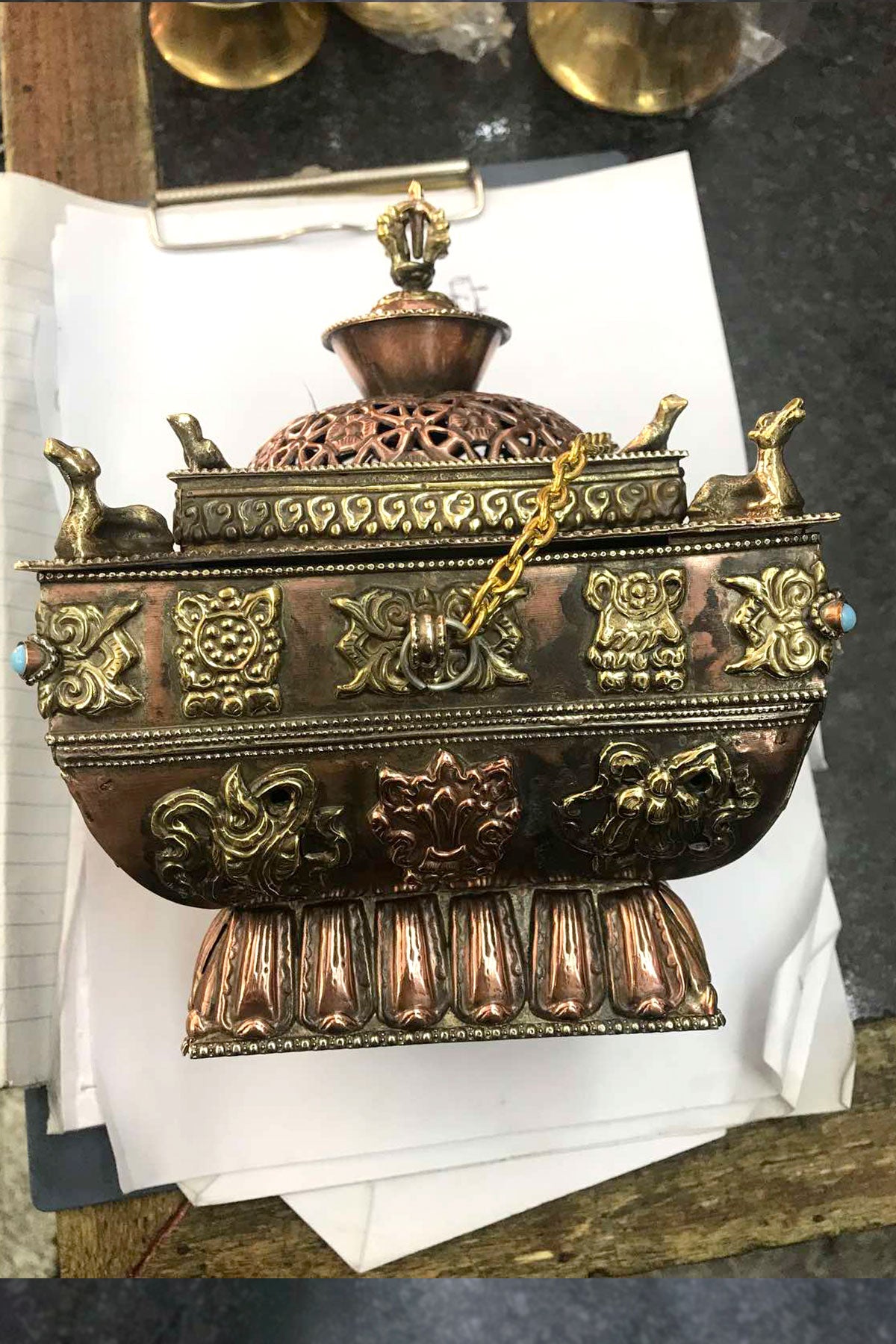 Handmade Copper Tibetan Buddha Incense burner