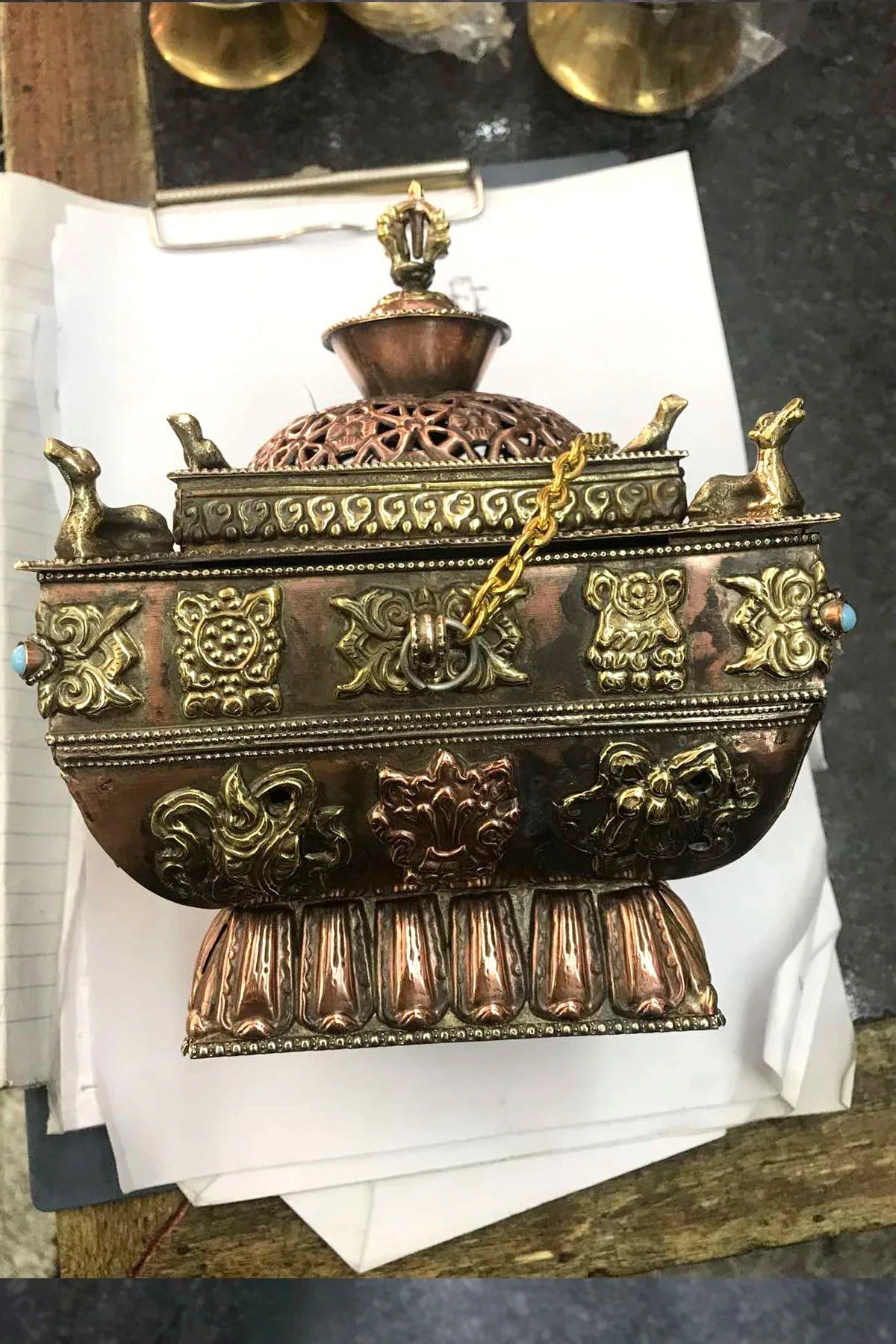 Handmade Copper Tibetan Buddha Incense burner - Vajracrafts