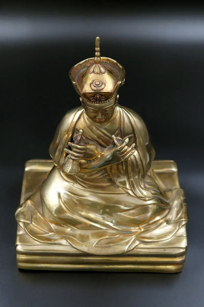 Antique Finishing Tibetan Buddhist 16th Karmapa Statue 8.5" - Vajracrafts