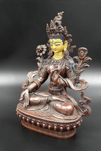Copper Oxidized Tibetan White Tara Statue 8" - Vajracrafts
