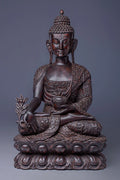 Masterpiece Medicine Buddha Wooden Statue, Healing buddha statue 40" - Vajracrafts