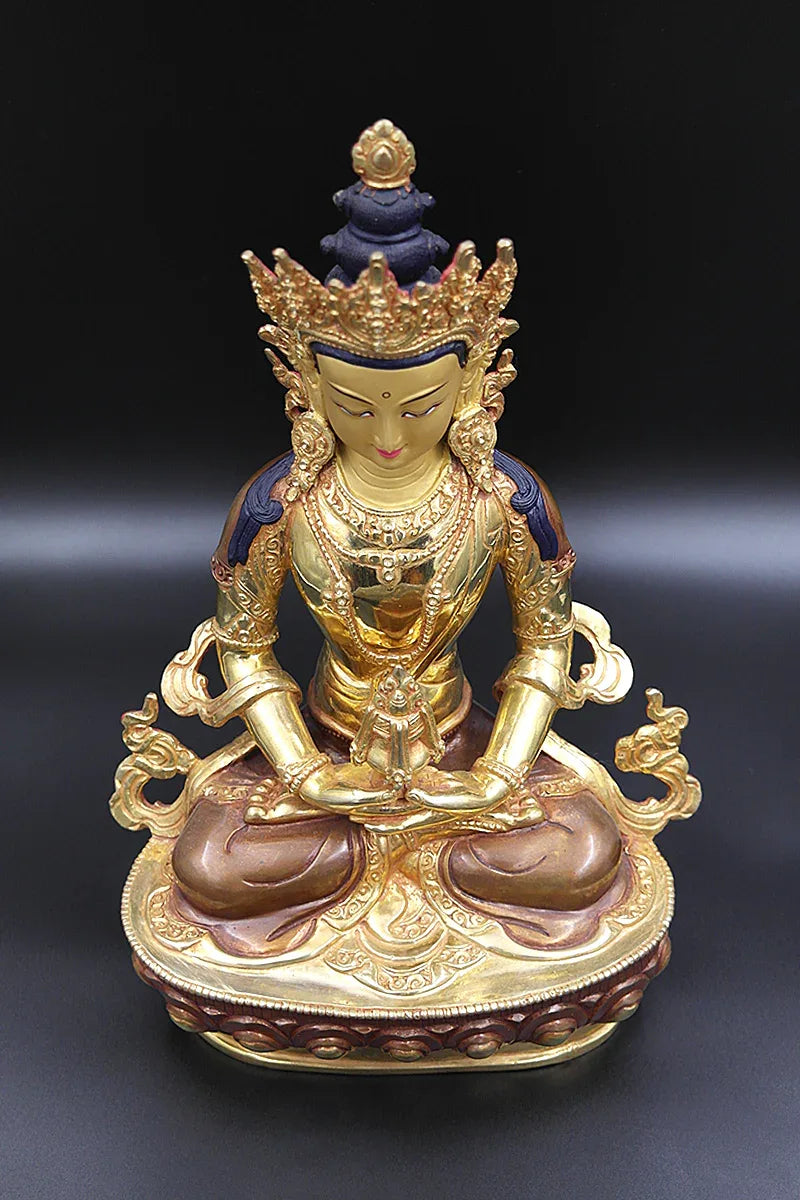 Aparmita Gold Plated Statue, Handmade Buddha statue from Nepal 13" - Vajracrafts