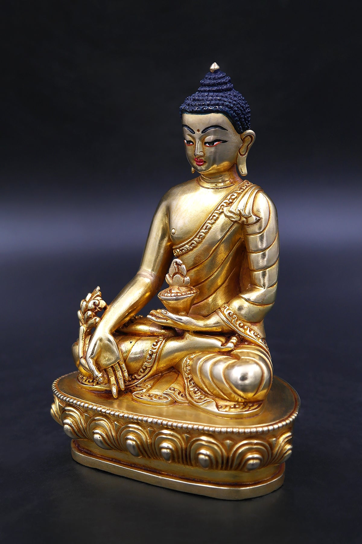 Handmade Gold Plated Medicine Buddha Statue 5.5"