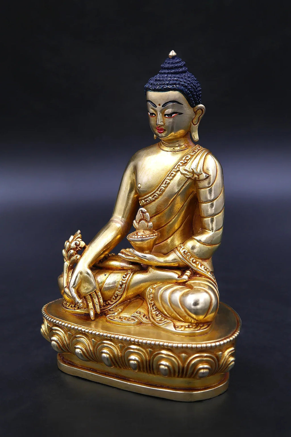 Handmade Gold Plated Medicine Buddha Statue 5.5" - Vajracrafts