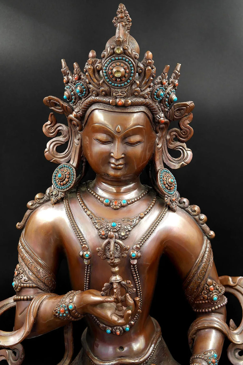 Antique looks Crowned Tibetan Vajrasattva Statue 18" - Vajracrafts