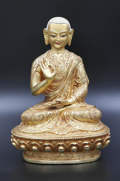 Full Gold Plated Gyaltsab Je statue 9" - Vajracrafts