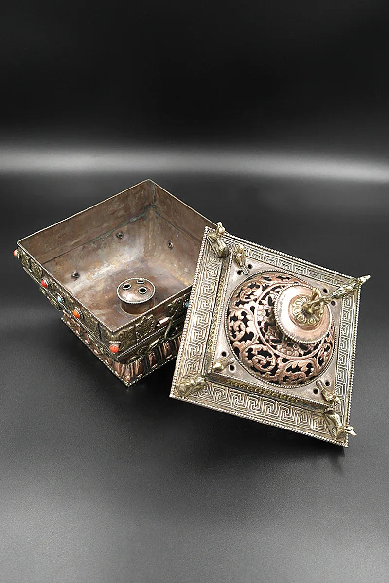 Handmade Copper Tibetan Buddha Incense burner - Vajracrafts