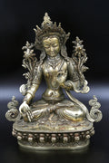 Plain tone Tibetan White Tara statue 9" - Vajracrafts