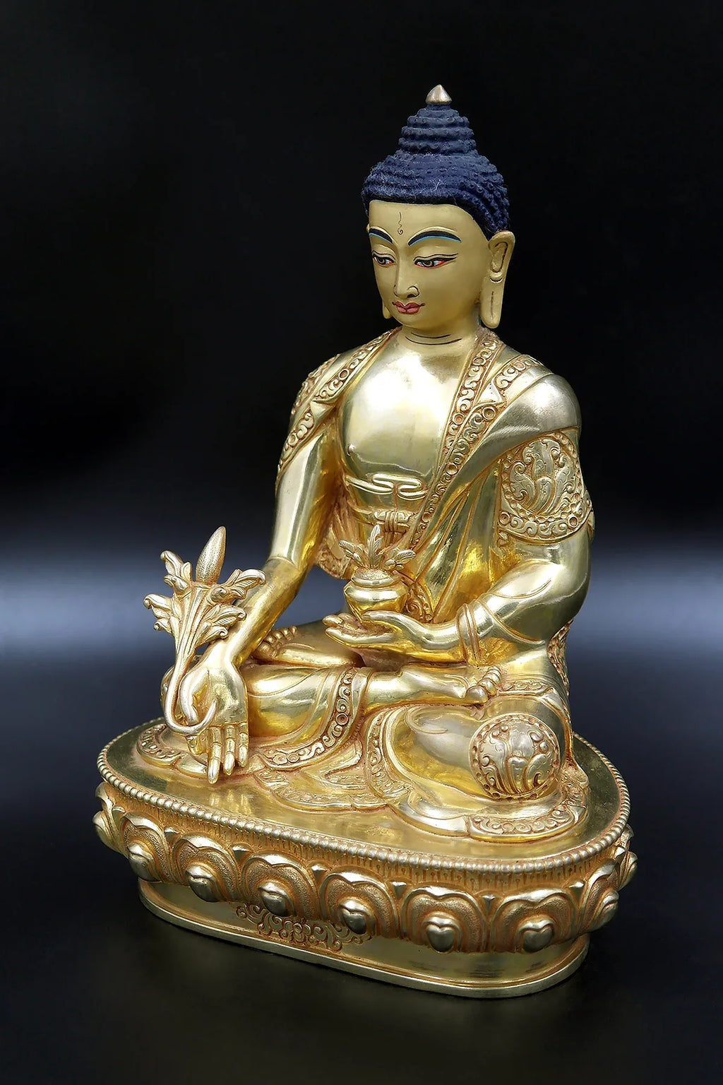 Amazing Hand carved Tibetan Medicine Buddha Statue 8" - Vajracrafts