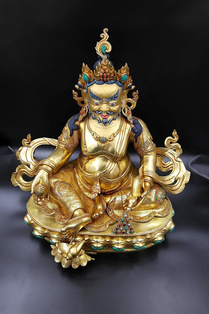 Jeweled Zambala Statue from Nepal, God of wealth, 16" - Vajracrafts