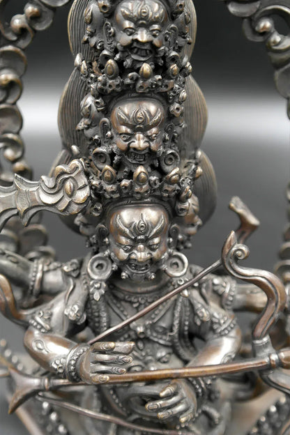Copper Oxidized Rahula Statue with Bow and Arrow 10.5" - Vajracrafts