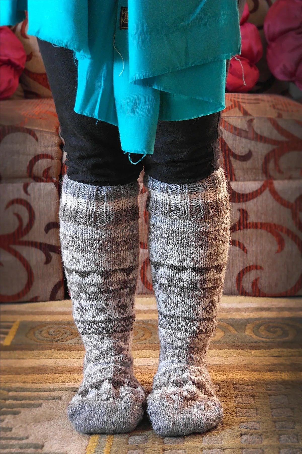 Natural colors Woolen Knee High Socks - Vajracrafts