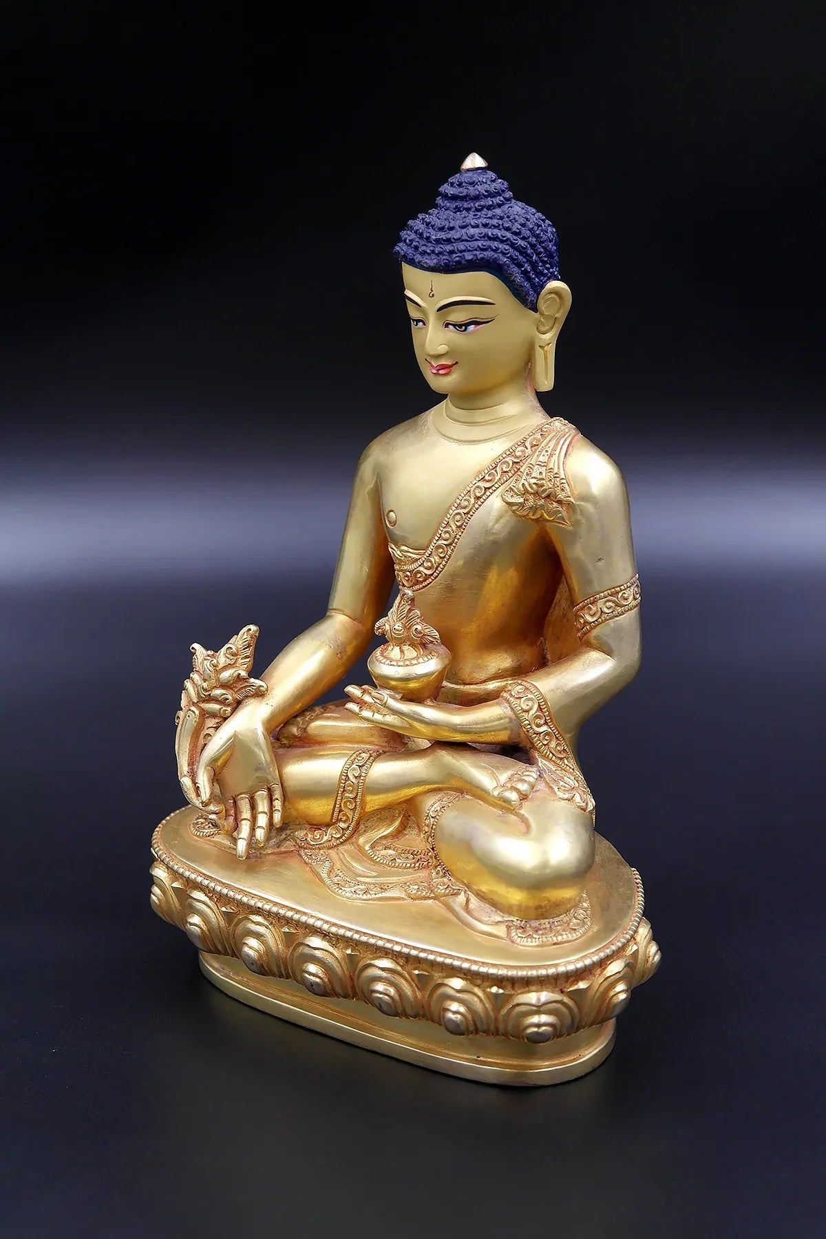 Gold Plated Medicine Buddha Statue from Boudha 7" - Vajracrafts