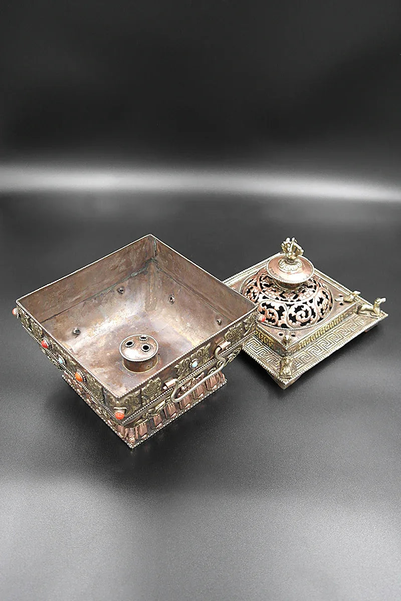 Handmade Copper Tibetan Buddha Incense burner - Vajracrafts