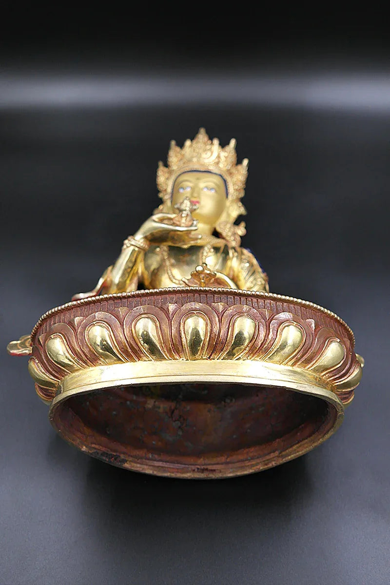 Copper Alloy Partly Gold Plated Vajrasattva Statue, 13" - Vajracrafts