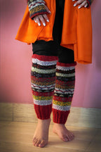 Red Green and mixed colors woolen leg warmers - Vajracrafts
