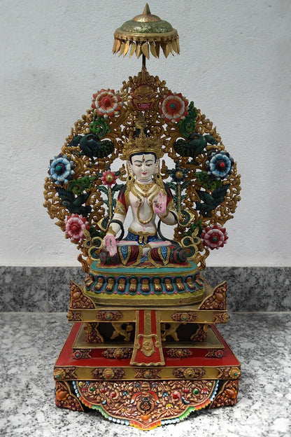 White Tara Statue, Masterpiece Goddess of Compassion, 28" - Vajracrafts