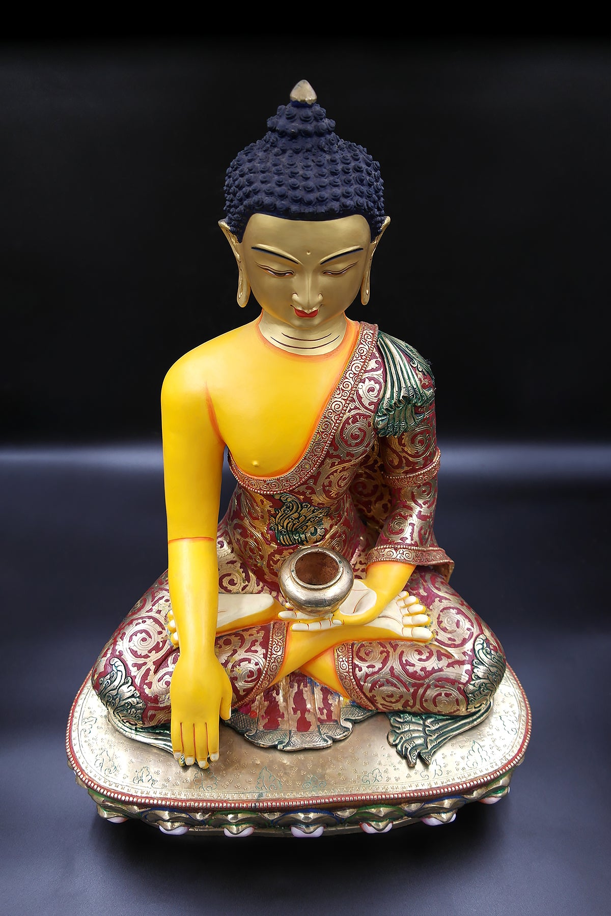 Colorful and Gold Plated Shakyamuni Buddha Statue 19"