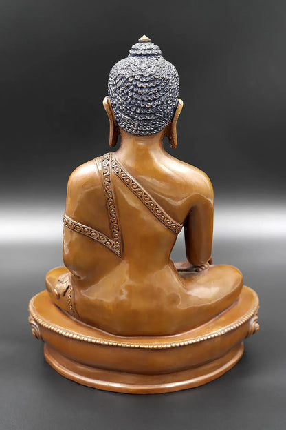 Nepalese Handcrafted Copper Antiqued Shakyamuni Buddha Statue 9" - Vajracrafts