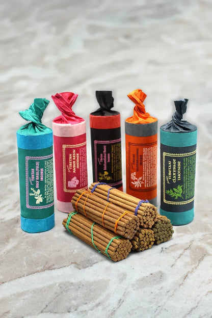 Tibetan Herbal Ancient Incense Series, Amber Resin, Valerian, Clarysage, Basil - Vajracrafts