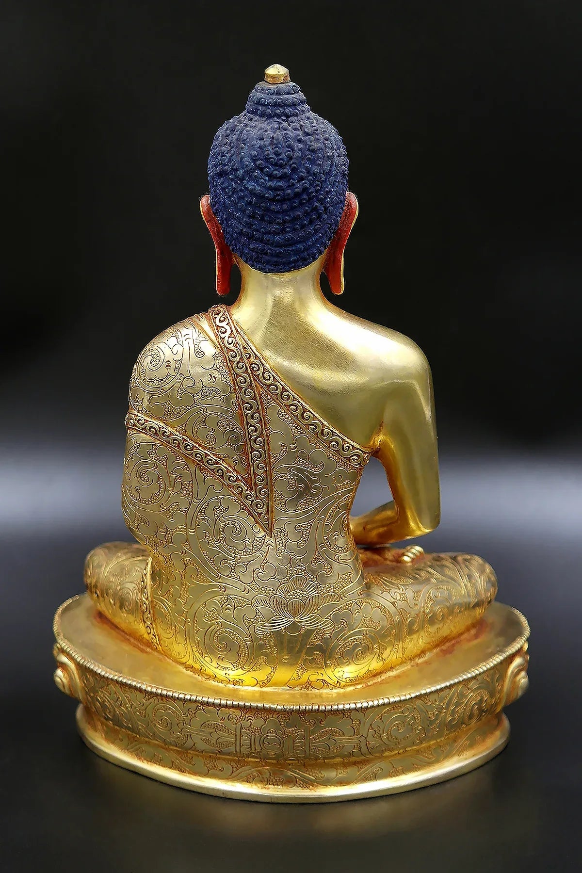 Elegant hand carved Gold Plated Amitabh Buddha Statue 9" - Vajracrafts