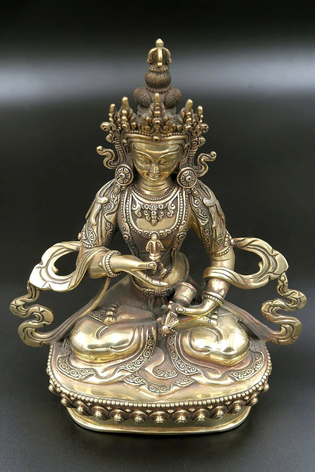 Golden tone and Antique looks Tibetan Vajrasattva Statue 9" - Vajracrafts