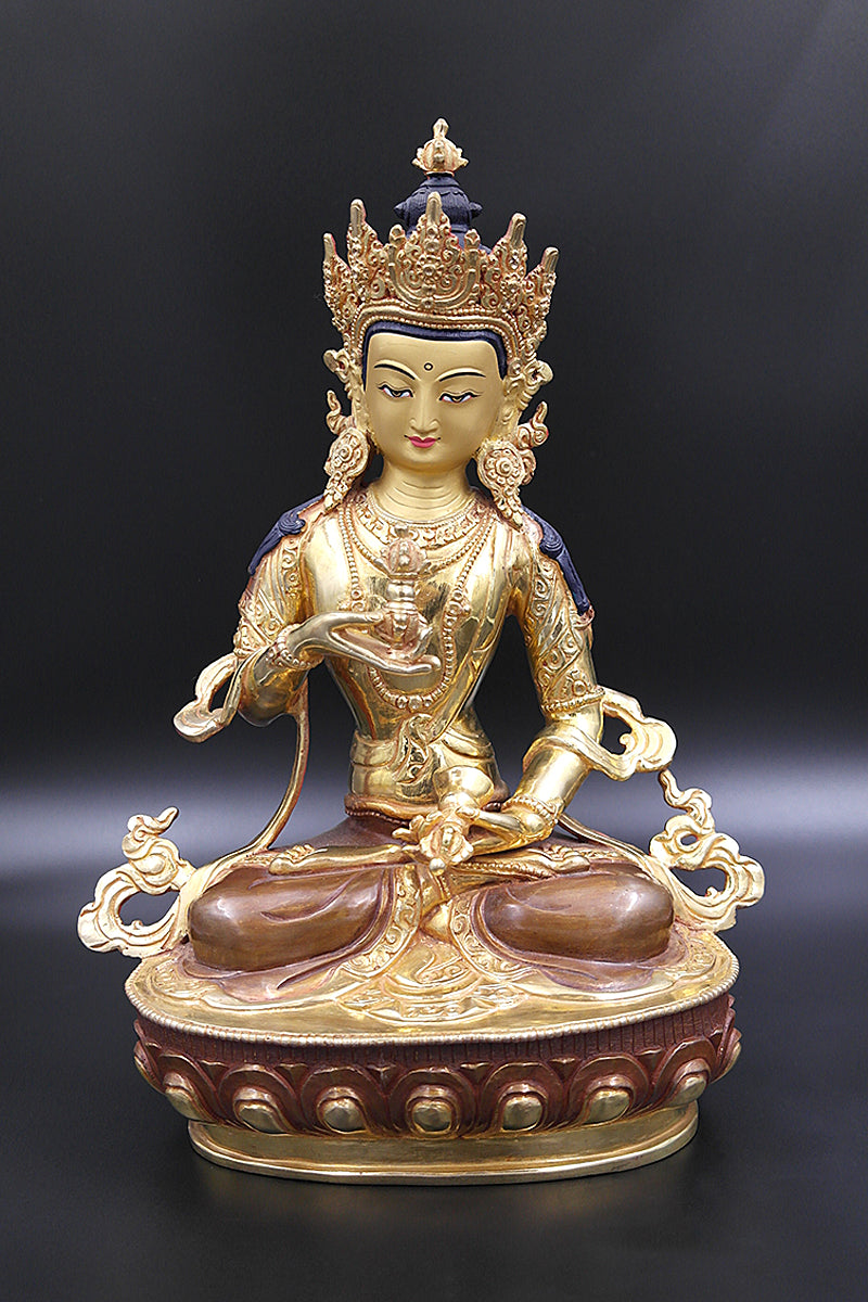 Copper Alloy Partly Gold Plated Vajrasattva Statue, 13"