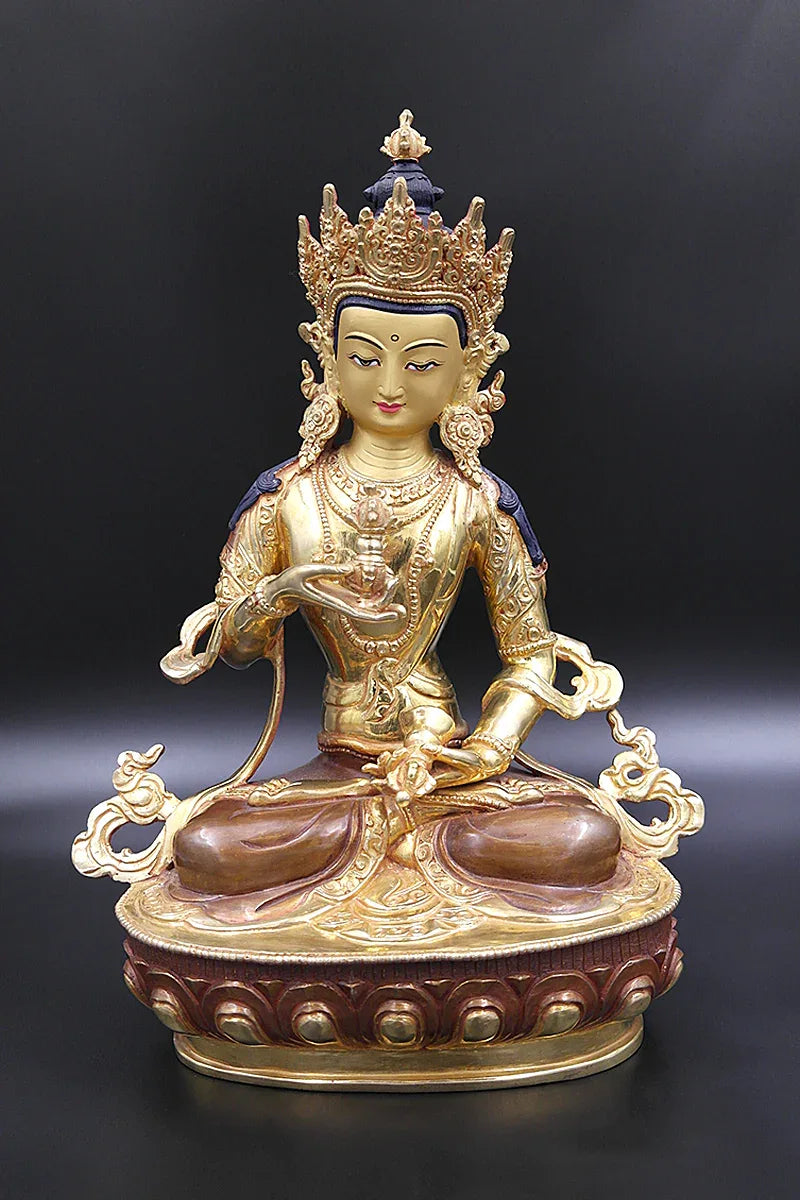 Copper Alloy Partly Gold Plated Vajrasattva Statue, 13" - Vajracrafts