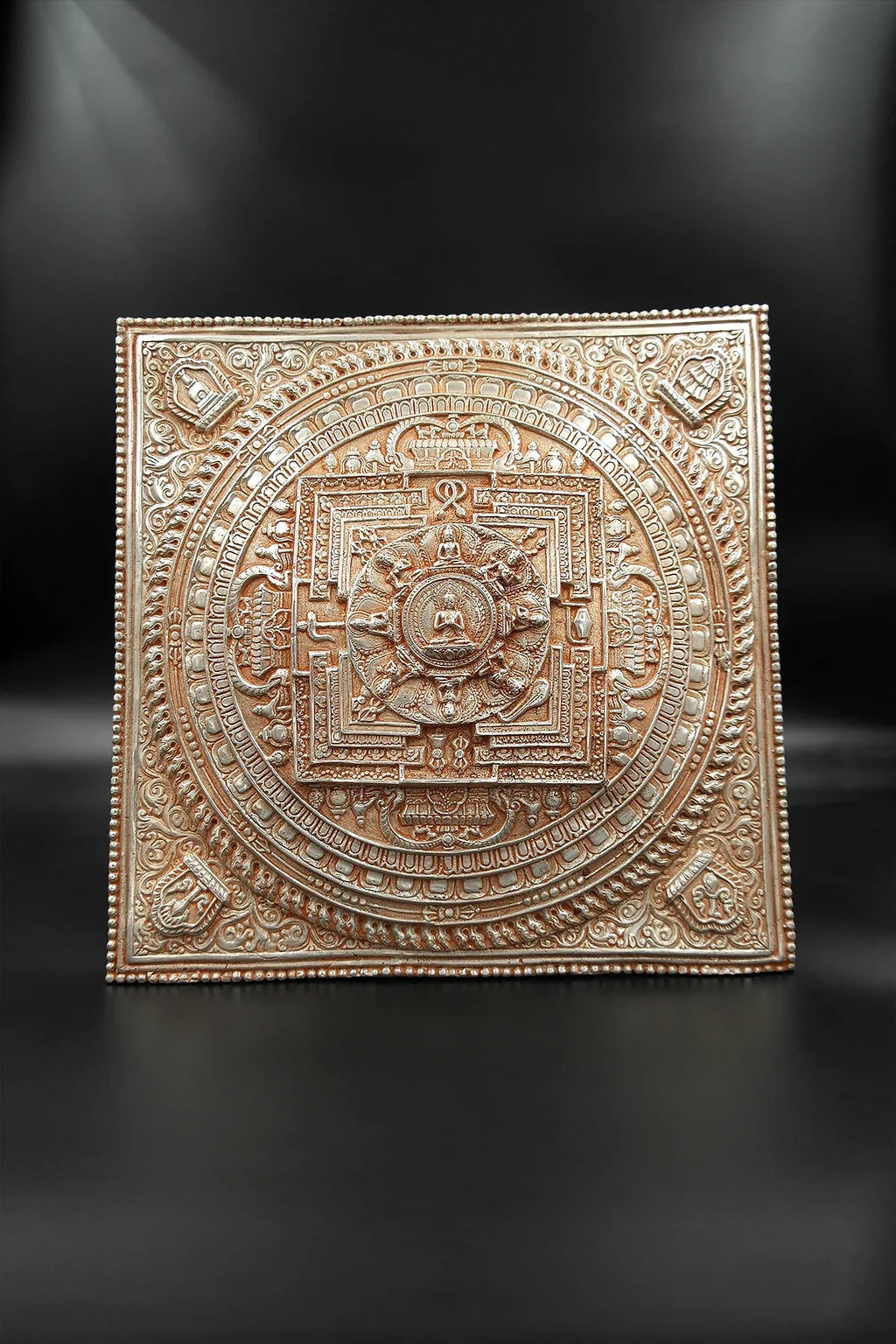 Silver Plated Tibetan Buddhist Mandala Thangka Wall hanging - Vajracrafts