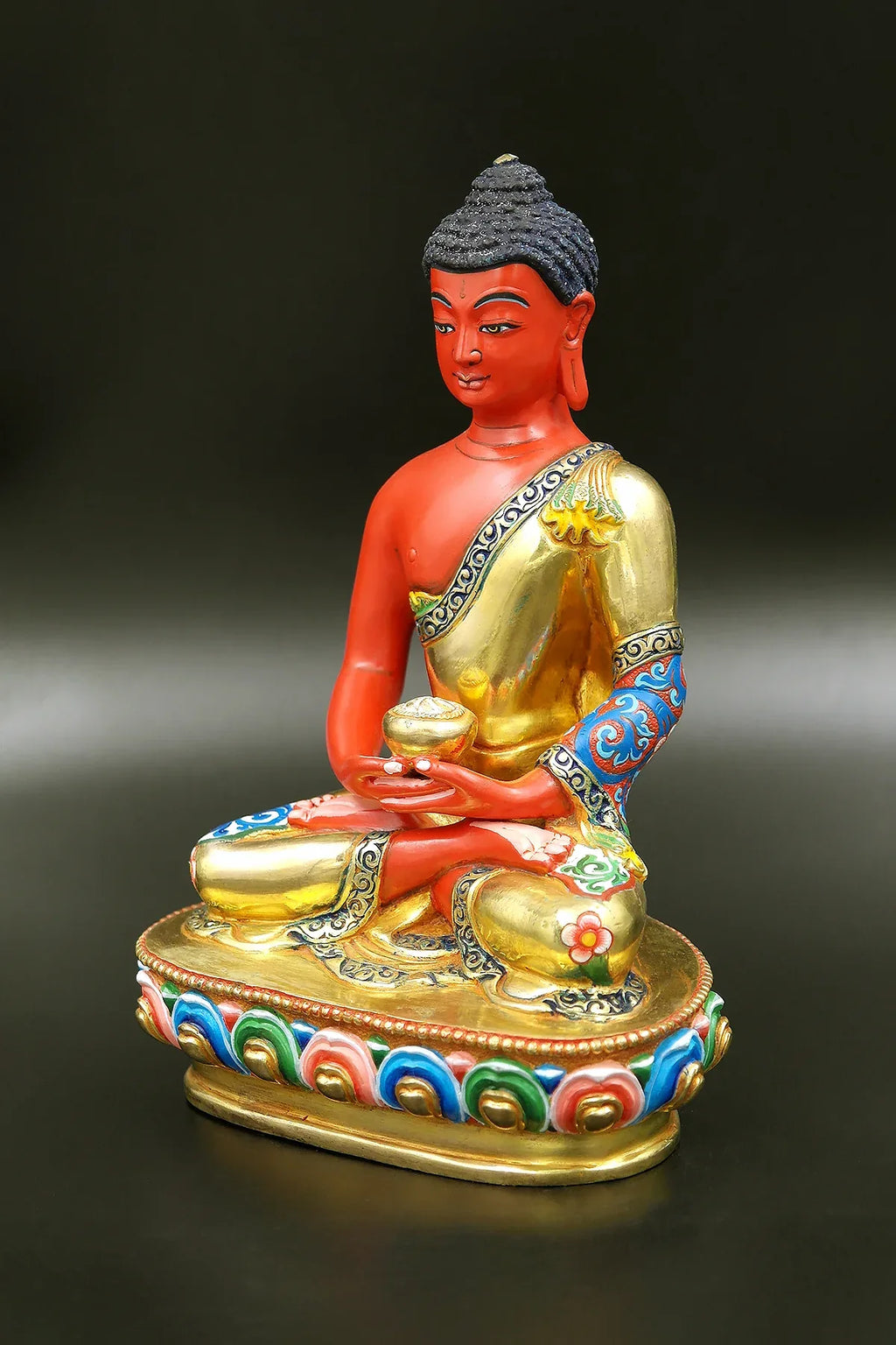 Colorful Amitabha Buddha Statue from Nepal 6" - Vajracrafts